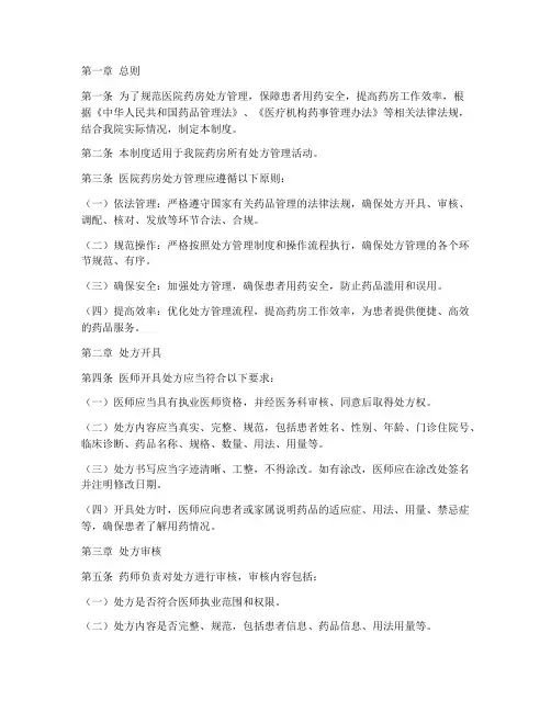 医院药房处方管理制度范本