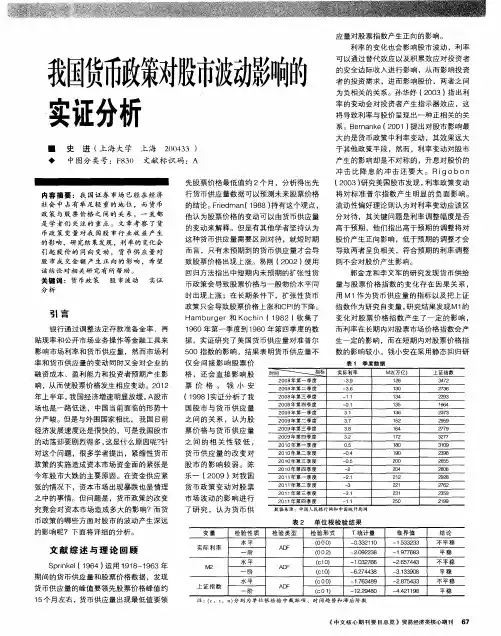我国货币政策对股市波动影响的实证分析