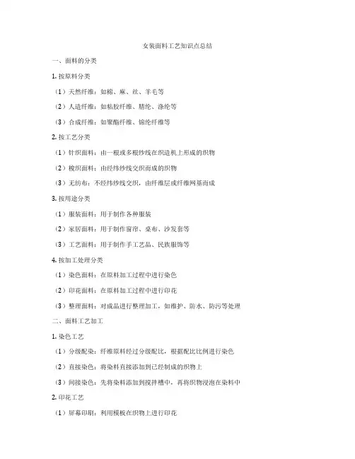 女装面料工艺知识点总结