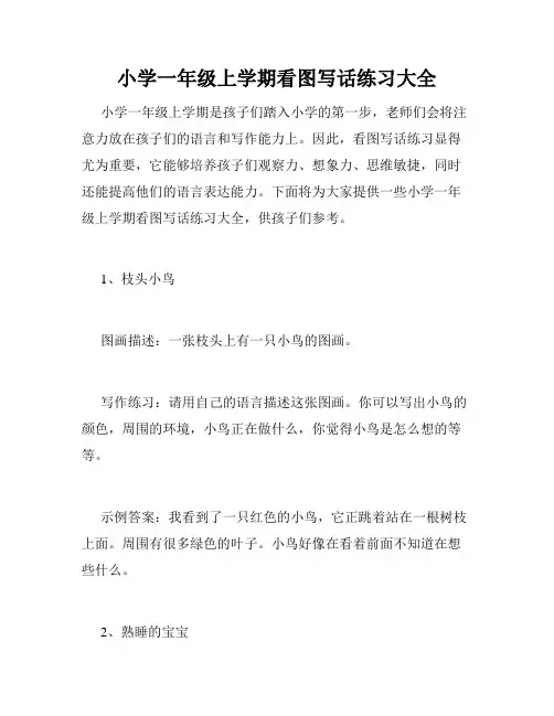 小学一年级上学期看图写话练习大全