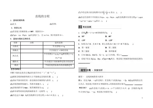 直线方程典型例题加习题