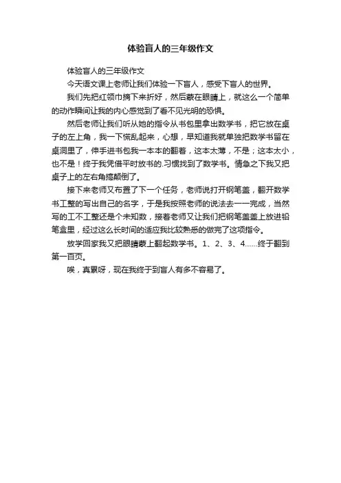 体验盲人的三年级作文