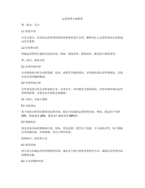 运营管理方案框架