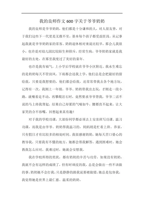 我的良师作文600字关于爷爷奶奶