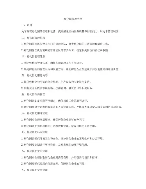 孵化园管理制度