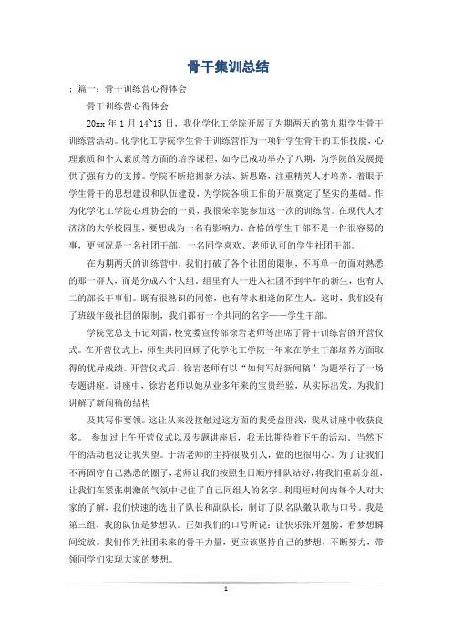骨干集训总结