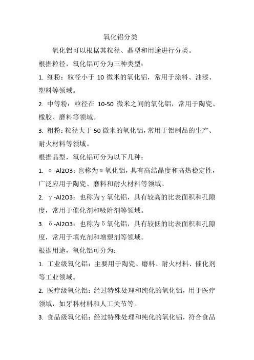 氧化铝分类