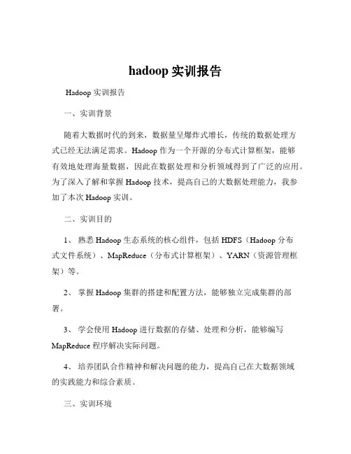 hadoop实训报告