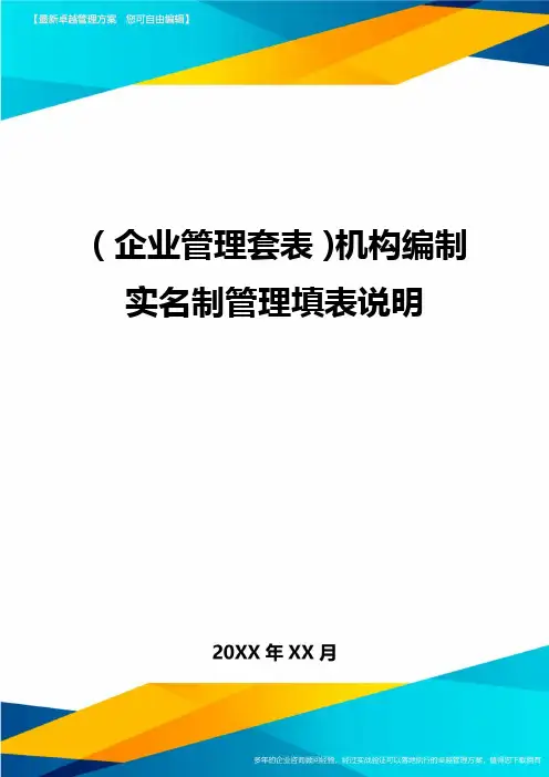 (企业管理套表)机构编制实名制管理填表说明