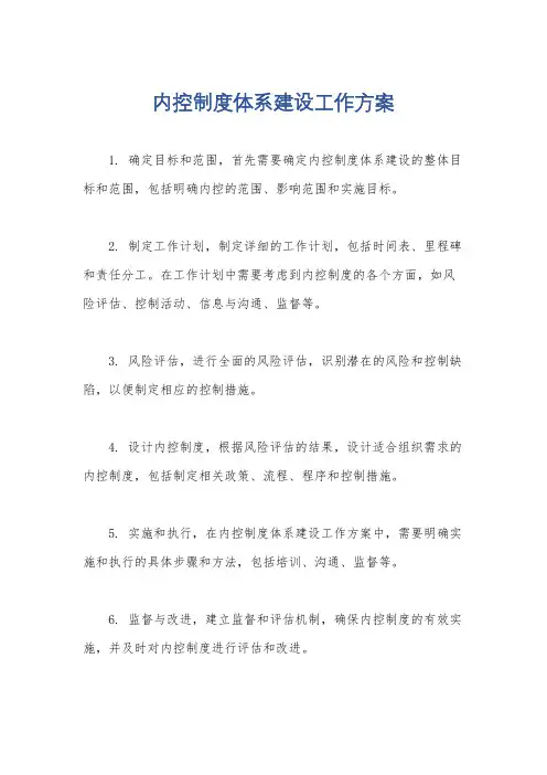 内控制度体系建设工作方案