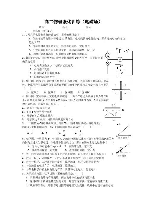 高二物理强化训练(电磁场)