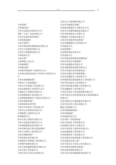 中国造船厂名录