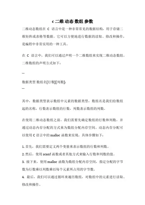 c 二维 动态 数组 参数