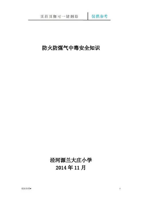 防火防煤气中毒安全知识(严选优质)