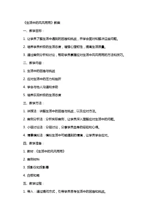 《生活中的风风雨雨》教案