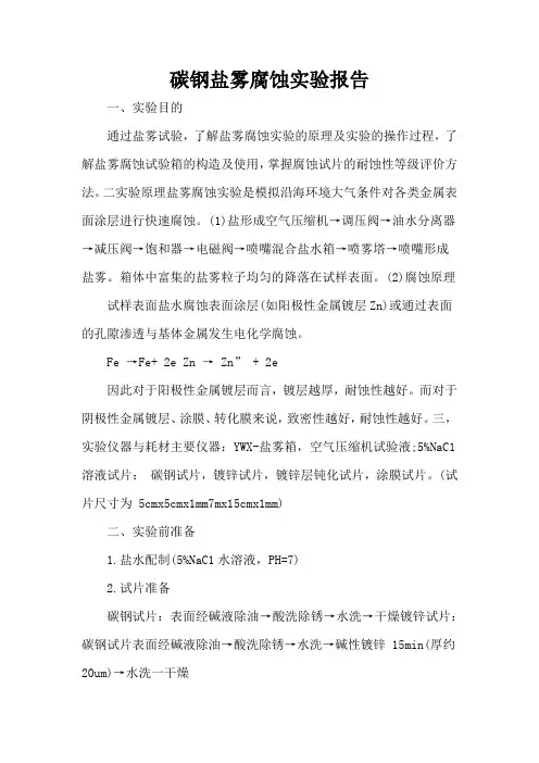 碳钢盐雾腐蚀实验报告