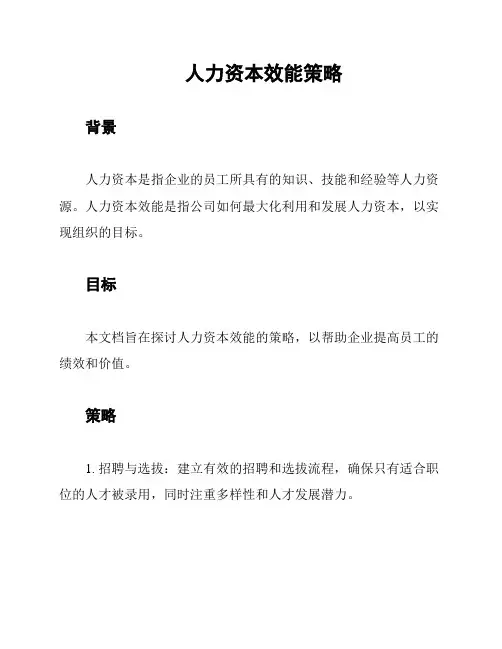人力资本效能策略