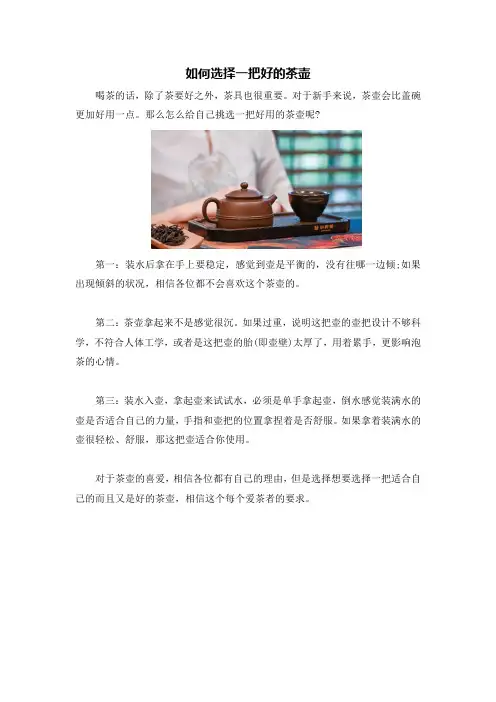 如何选择一把好的茶壶