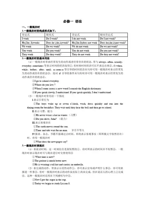 (完整)外研版高一英语必修一语法.doc