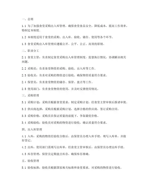 食堂采购出入库管理制度