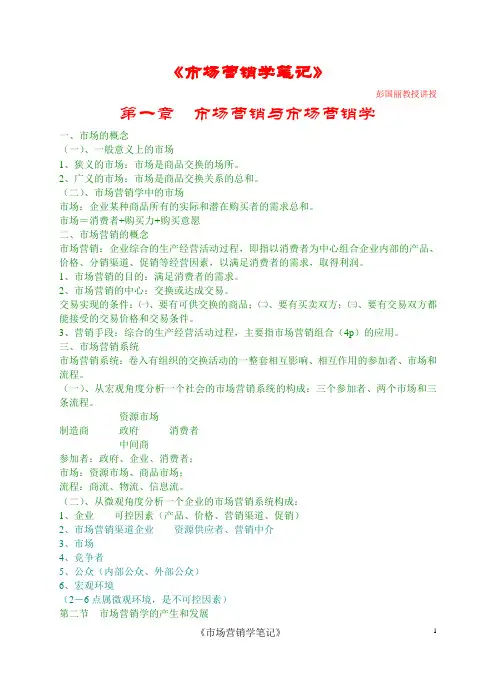市场营销学笔记整理