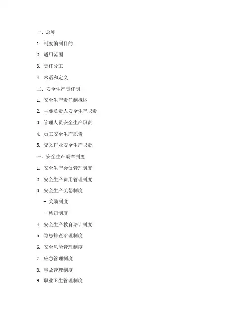 安全管理制度的目录清单