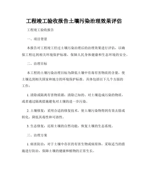 工程竣工验收报告土壤污染治理效果评估