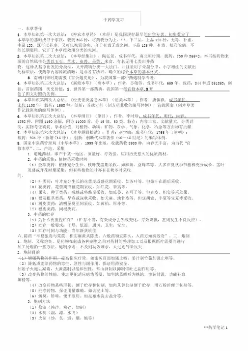 张廷模中药学笔记
