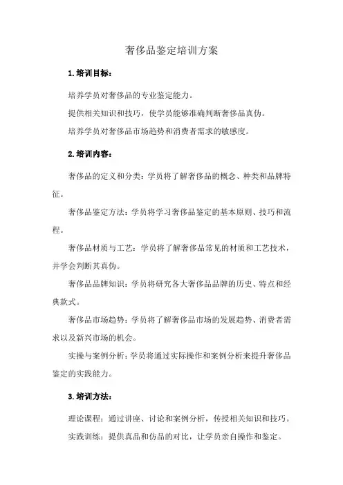 奢侈品鉴定培训方案