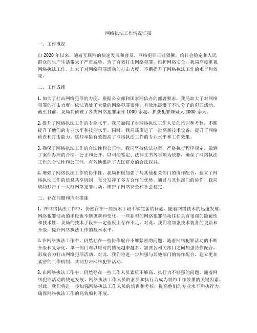 网络执法工作情况汇报
