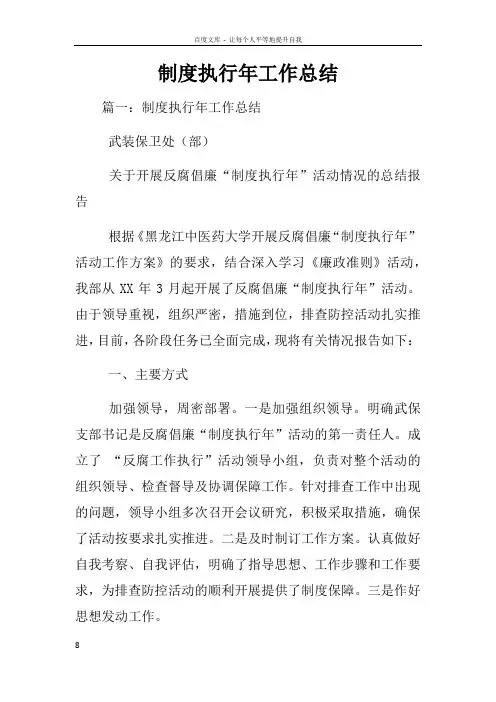 制度执行年工作总结