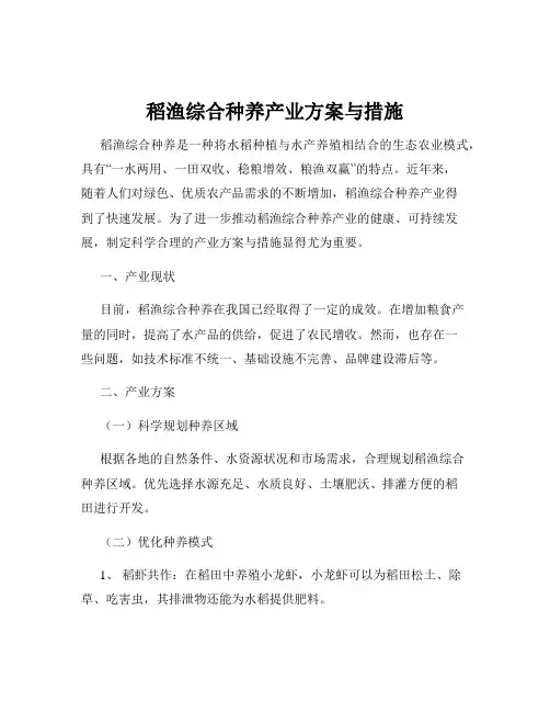 稻渔综合种养产业方案与措施