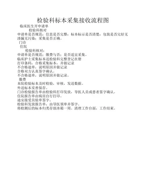 检验科标本接收流程图