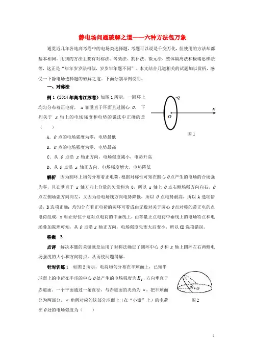 高考物理年年必考的十大热点问题破解之道7静电场问题破解之道-六种方法包万象(新)