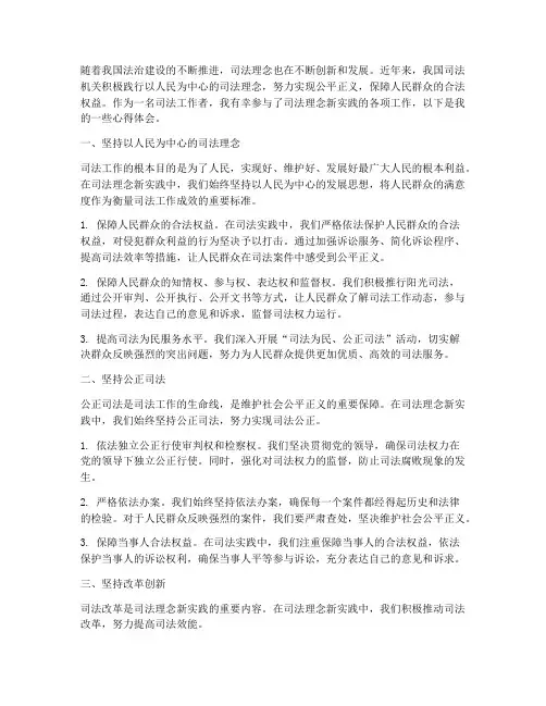 司法理念新实践心得体会