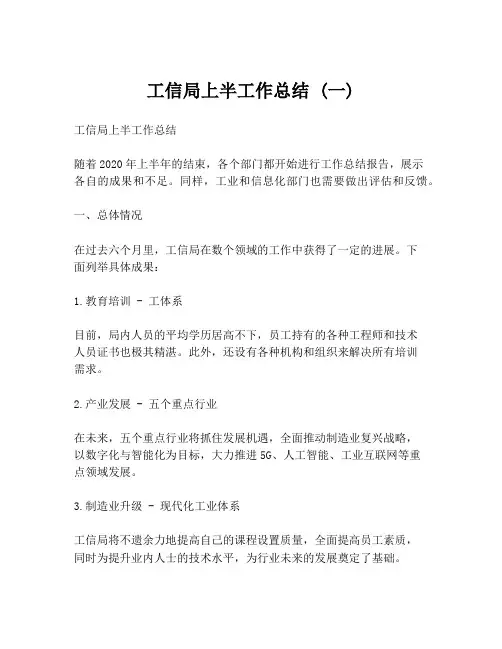 工信局上半工作总结 (一)