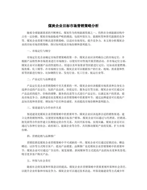 煤炭企业目标市场营销策略分析