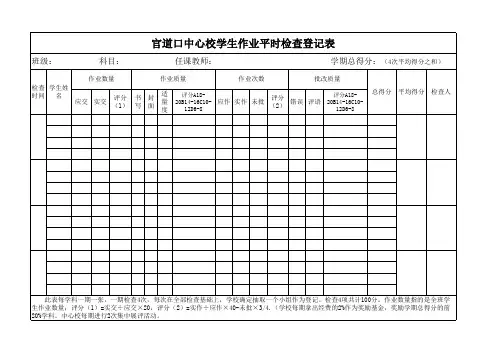 学生作业平时检查登记表