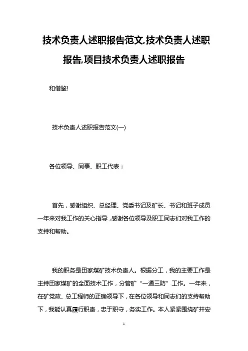 技术负责人述职报告范文,技术负责人述职报告,项目技术负责人述职报告