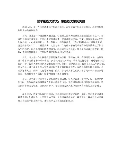 三年级语文作文：感悟语文感受美丽
