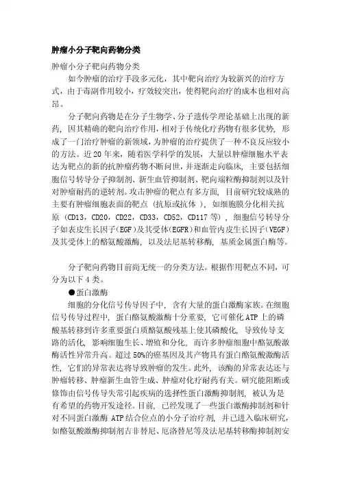 [知识]肿瘤小分子靶向药物分类