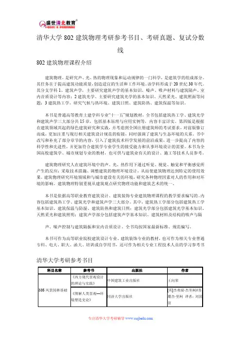 清华大学802建筑物理考研参考书目、考研真题、复试分数线