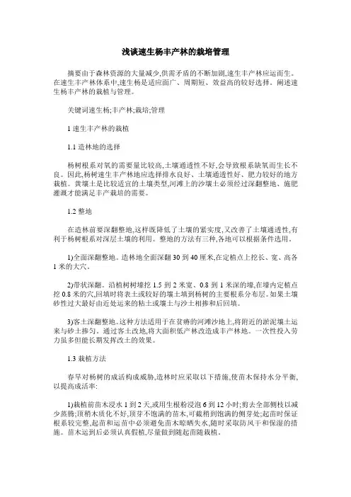 浅谈速生杨丰产林的栽培管理
