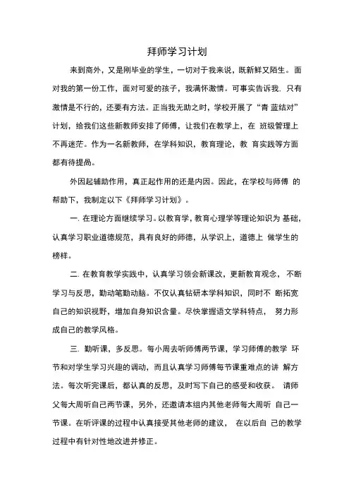 拜师学习计划
