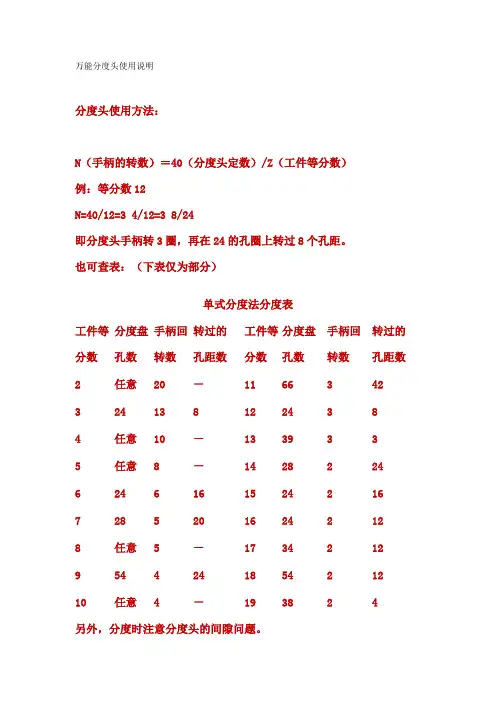 万能分度头使用说明