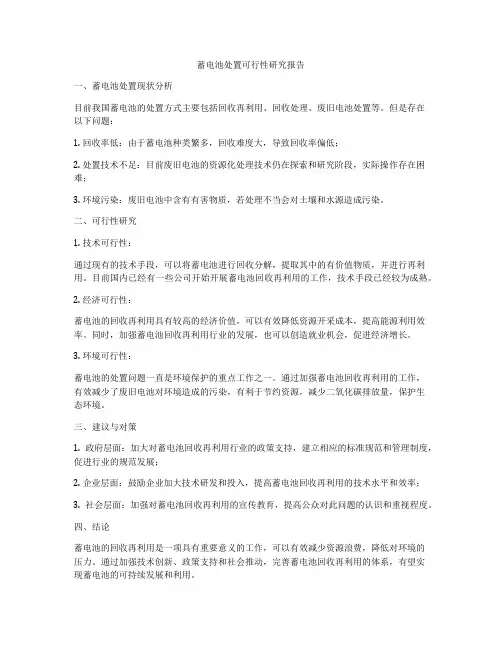 蓄电池处置可行性研究报告