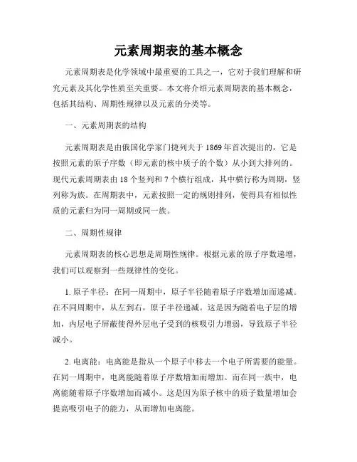 元素周期表的基本概念