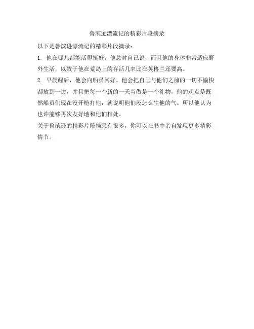 鲁滨逊漂流记的精彩片段摘录