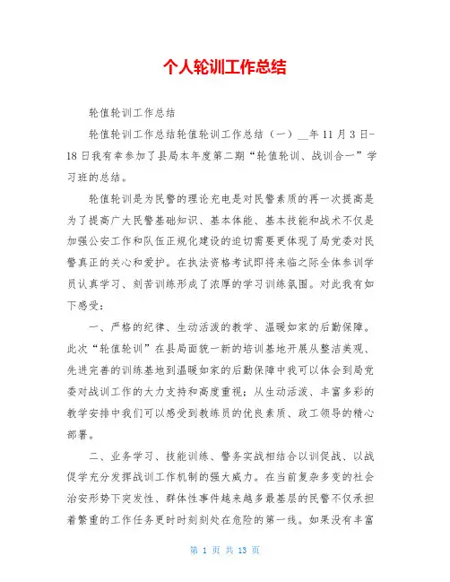 个人轮训工作总结
