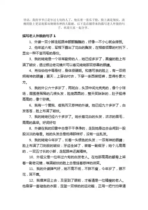 描写老人外貌的句子